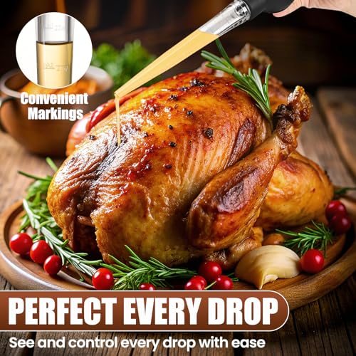 OLESBUR Premium Turkey Basters for Cooking – Baster Syringe for Hot Liquids – Meat and Food Injector – Essential Thanksgiving Cooking Tool – Turkey Baster Large with Cleaning Brush(Black) - Image 2