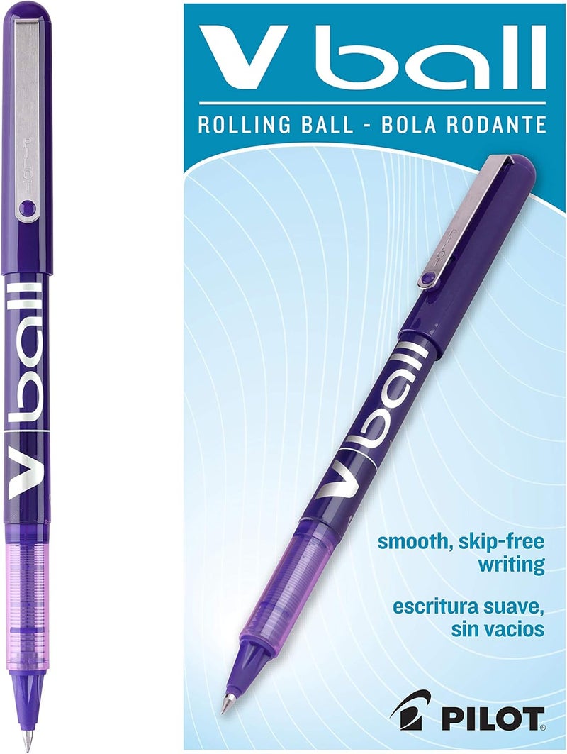 PILOT VBall Liquid Ink Rolling Ball Stick Pens, Extra Fine Point, Purple Ink, 12-Pack (35210) - Image 1