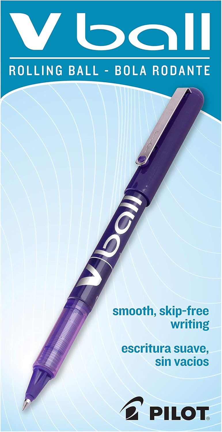 PILOT VBall Liquid Ink Rolling Ball Stick Pens, Extra Fine Point, Purple Ink, 12-Pack (35210) - Image 2