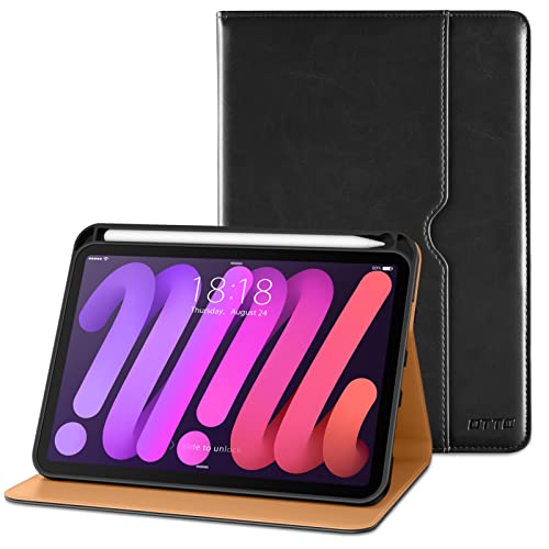 DTTO for iPad Mini 7th (A17 Pro) 2024/iPad Mini 6th Generation Case 2021 8.3 Inch, Premium Leather Business Folio Stand Cover for Mini 7/6 with Pencil Holder-Multiple Viewing Angles, Black - Image 1