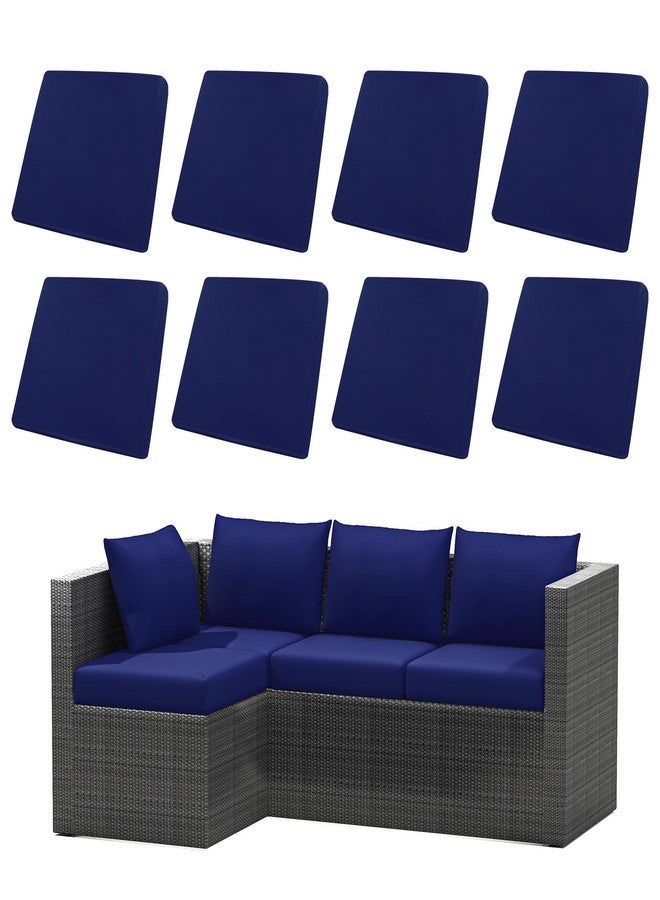 U'Artlines 8Pcs Stretch Patio Cushion Covers Replacement, Waterproof Elastic Outdoor Cushion Covers Washable Sofa Cushion Covers Slipcovers for Outdoor Furniture Backyard (Blue, Cover Only) - Image 1