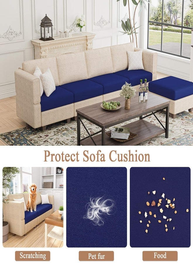 U'Artlines 8Pcs Stretch Patio Cushion Covers Replacement, Waterproof Elastic Outdoor Cushion Covers Washable Sofa Cushion Covers Slipcovers for Outdoor Furniture Backyard (Blue, Cover Only) - Image 5