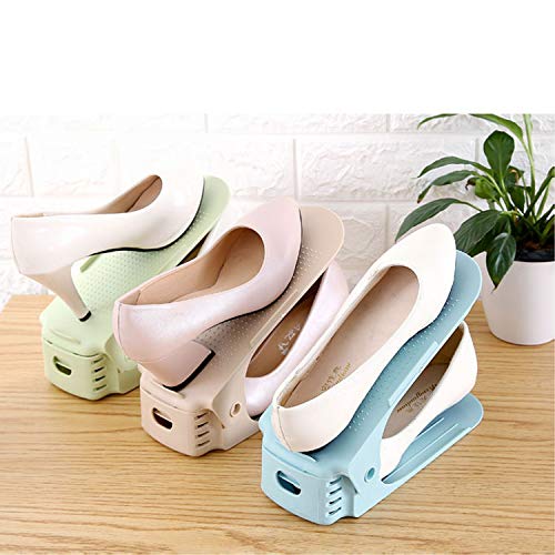 Mantavya Plastic Adjustable Shoe Sandals Footwear Organiser Holder Rack Stand MultiColor Pack of 6 - Image 3