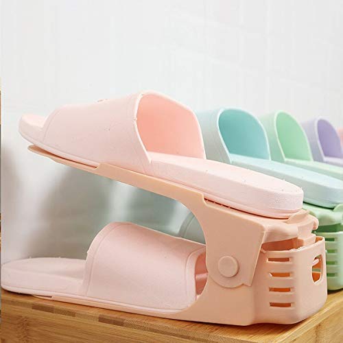 Mantavya Plastic Adjustable Shoe Sandals Footwear Organiser Holder Rack Stand MultiColor Pack of 6 - Image 2