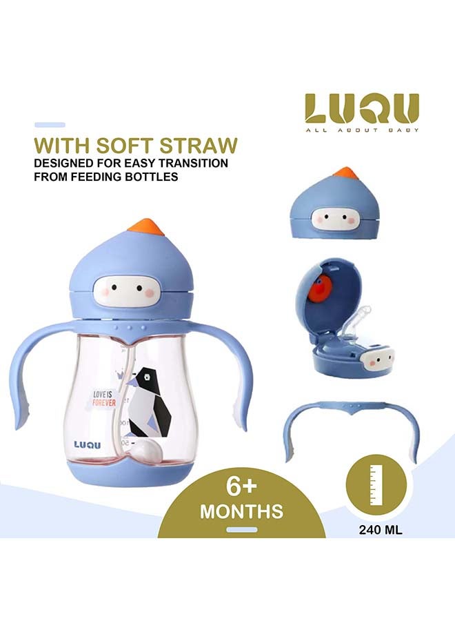 LuQu Straw Cup Tritan 240ml Blue - Image 3
