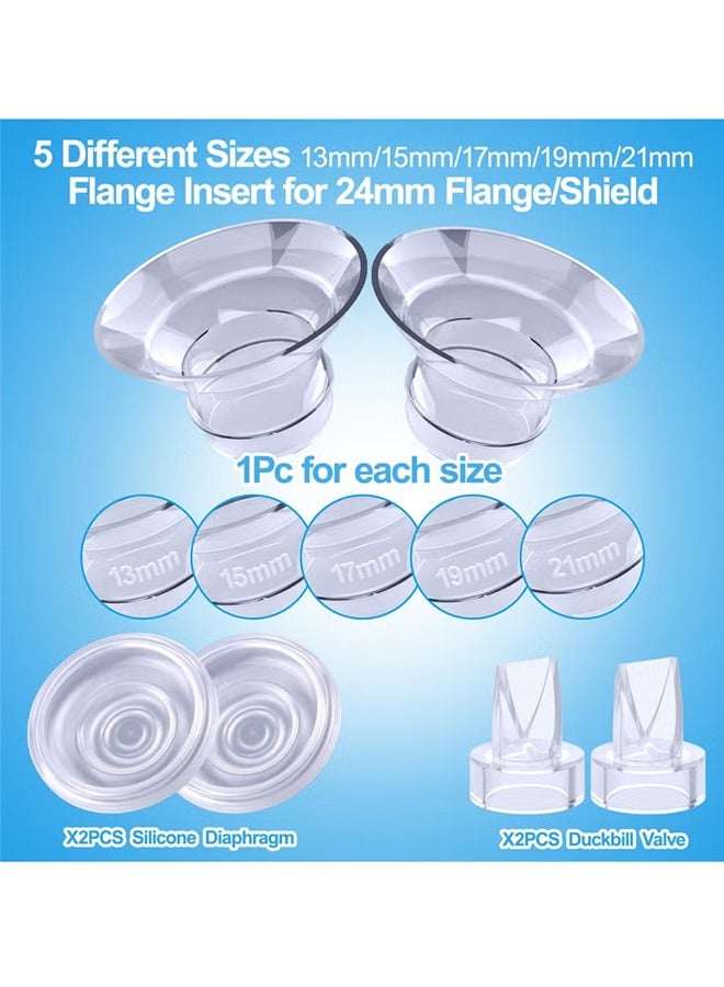 Loquat Premium 9-Piece Breast Pump Insert Kit with 5 Sizes (13/15/17/19/21mm) + Silicone Diaphragm u0026 Duckbill Valves | Universal Fit for 24mm Shields | BPA-Free Comfort for Pain-Free Pumping - Image 4