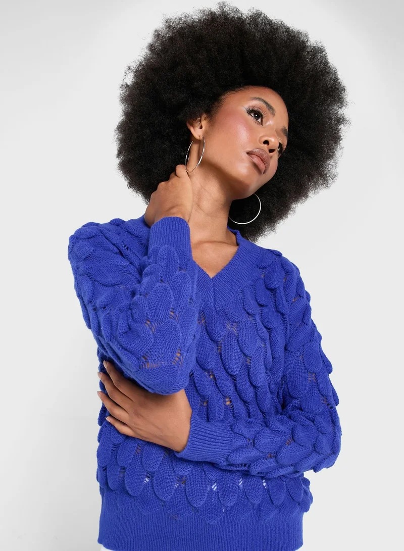 ELLA Textured Cable Knit Sweater