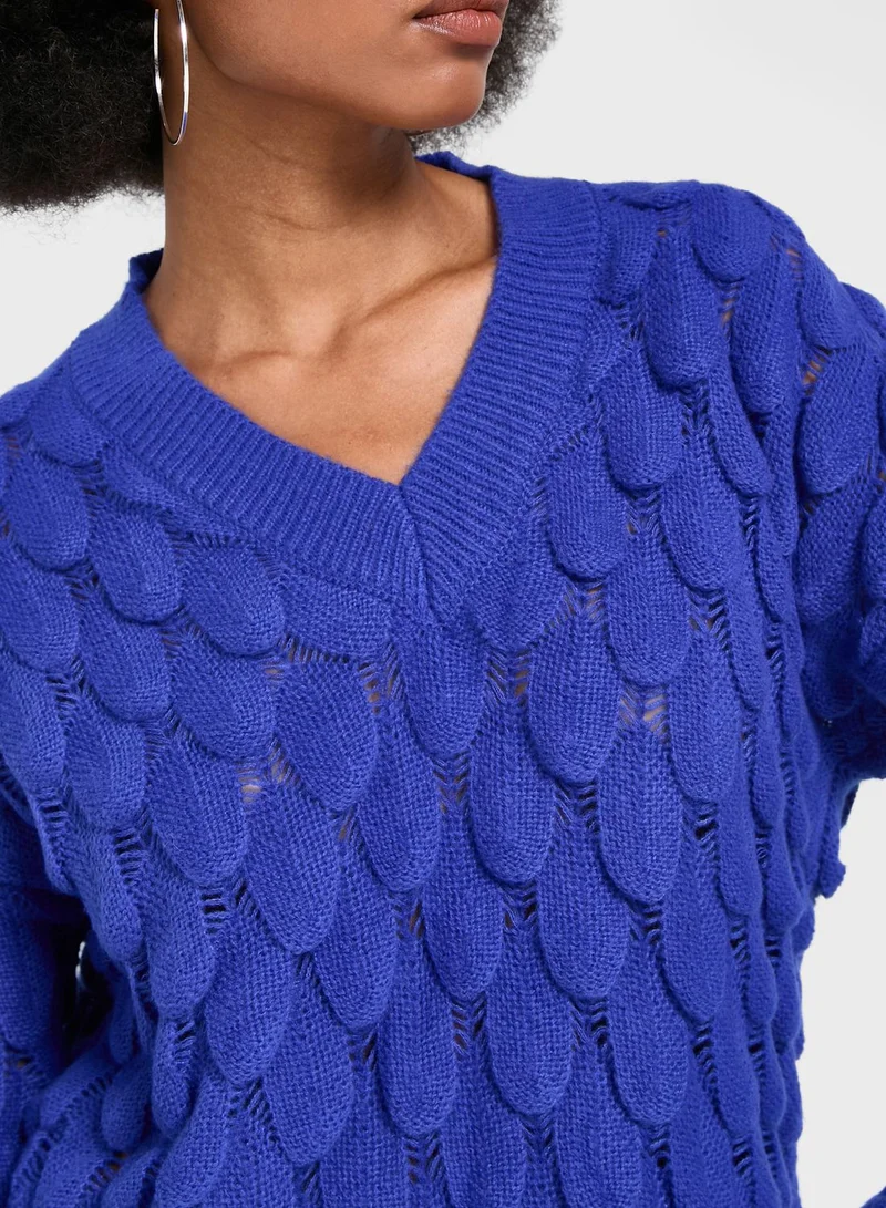 ELLA Textured Cable Knit Sweater