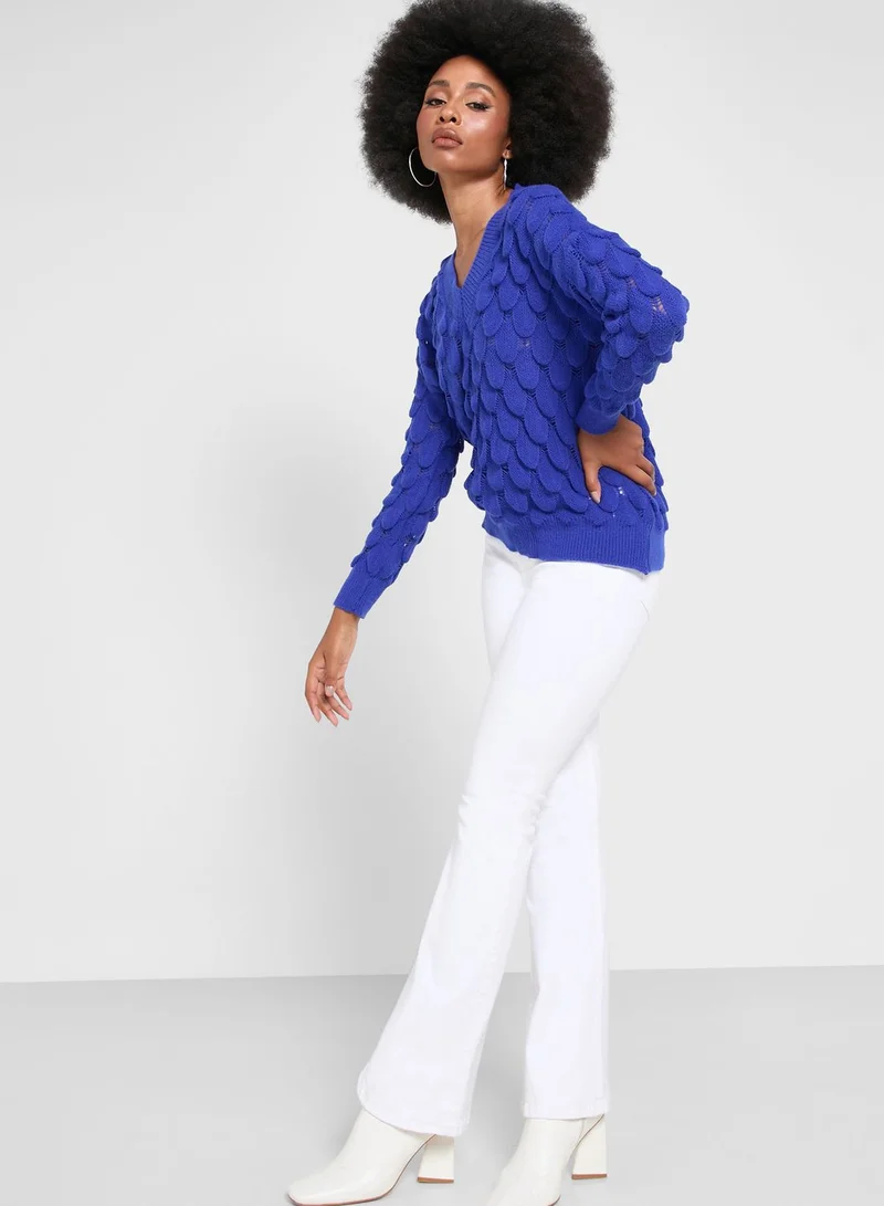 ELLA Textured Cable Knit Sweater