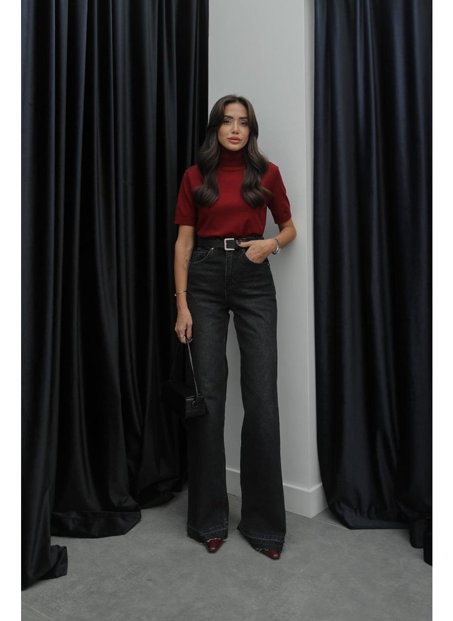 Havoş Smoked Hem Detailed Wide Leg Jeans  - Image 1