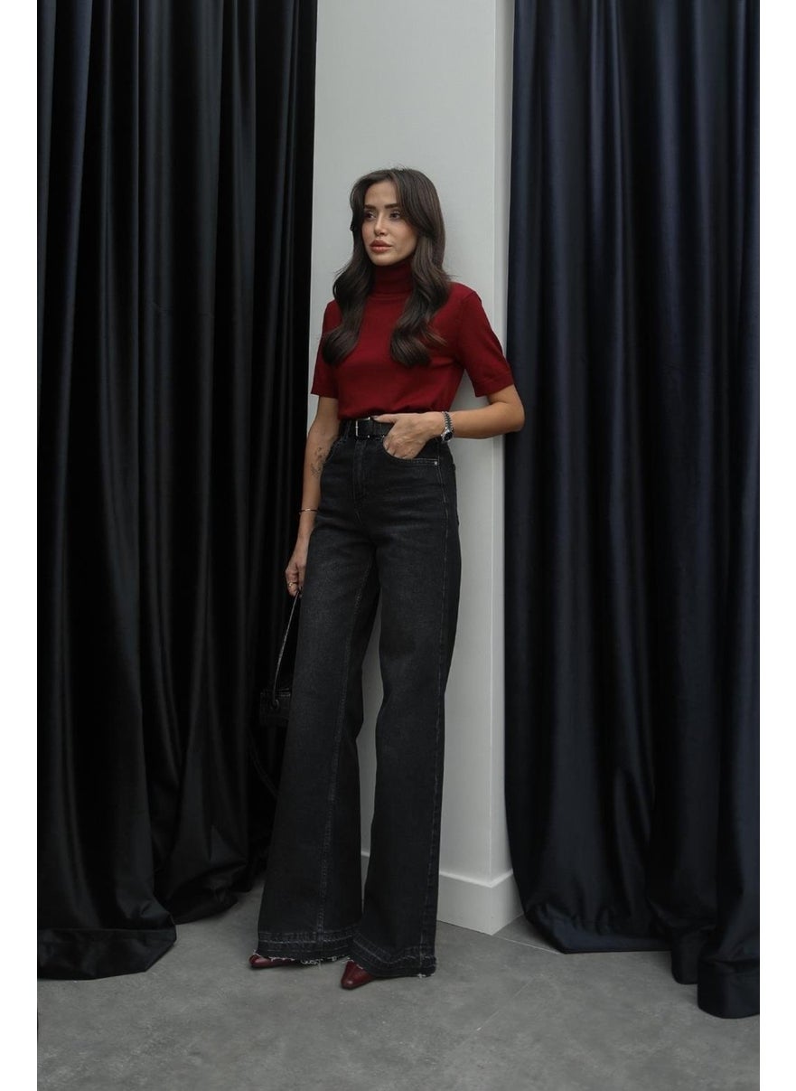 Havoş Smoked Hem Detailed Wide Leg Jeans  - Image 3