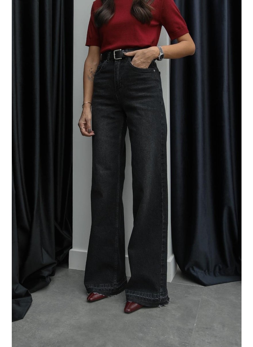 Havoş Smoked Hem Detailed Wide Leg Jeans  - Image 2