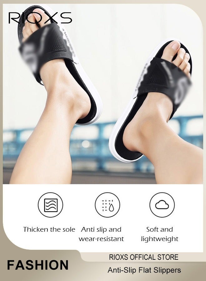 RIOXS Slipper For Men And Women,Unisex Shower Slippers,Anti-Slip Soft Sole Slippers,Flat Slipper For Bathroom Beach Pool,Lightweight Open Toe Slipper,Home Indoor Outdoor Slipper - Image 4