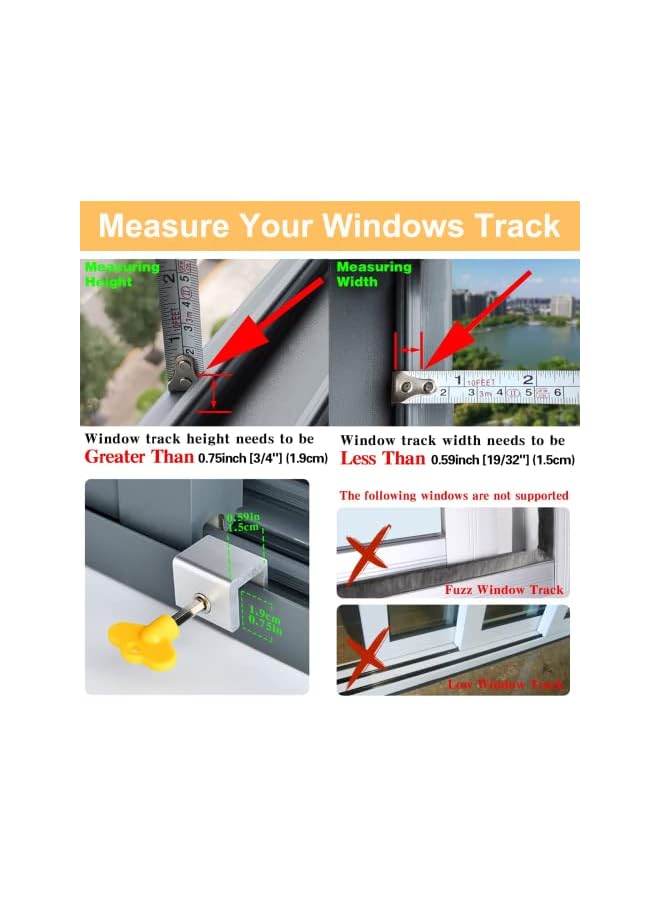 The Bros 4 Sets Sliding Window Locks, Security Window Lock Aluminum with Key, Window Stoppers for Vertical & Horizontal Slide Door, Adjustable Security Locks for Child Home Bedroom and Office - Image 4