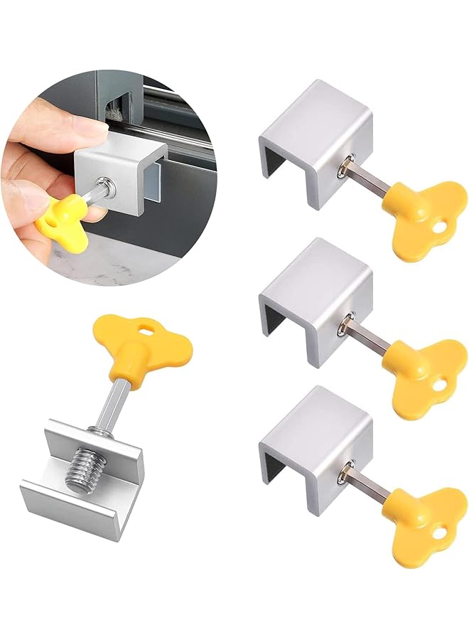 The Bros 4 Sets Sliding Window Locks, Security Window Lock Aluminum with Key, Window Stoppers for Vertical & Horizontal Slide Door, Adjustable Security Locks for Child Home Bedroom and Office - Image 1