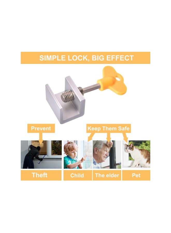 The Bros 4 Sets Sliding Window Locks, Security Window Lock Aluminum with Key, Window Stoppers for Vertical & Horizontal Slide Door, Adjustable Security Locks for Child Home Bedroom and Office - Image 2