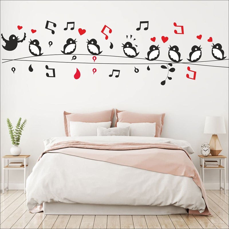 Decor1ders Self Adhesive Wall Stickers for Home Large Size 152x43 Cartoon Wall Stickers for Kids Vinyl Stickers for Bedroom Pack of 1 Music Bird