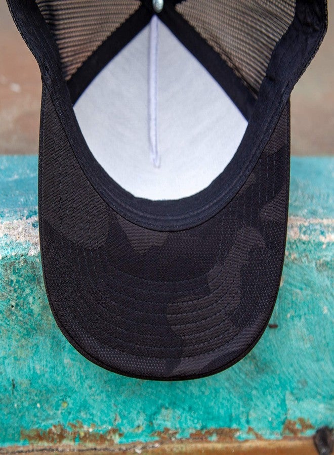 RVCA Men's Curved Bill Snapback Mesh Trucker Hat, Black Camo, OS - Image 4