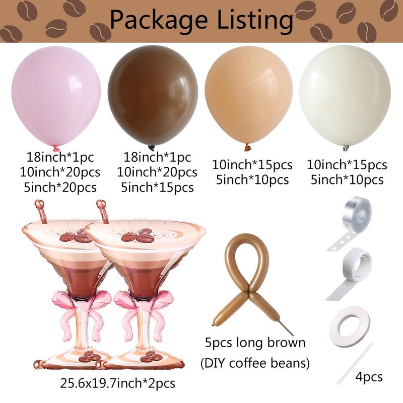 Heukikt 138Pcs Espresso Martini Balloon Garland Kit, Pink Brown Balloons Arch with Martini Foil Balloon for A Tini Bit Older Girls Women Birthday Bachelorette Bridal Shower Party Decorations - Image 2