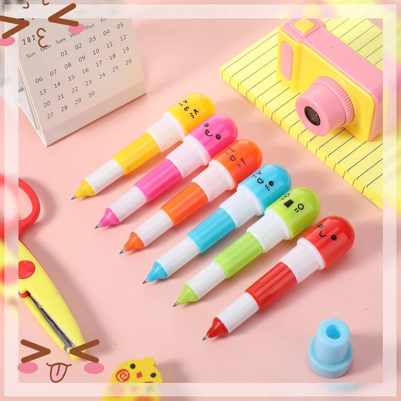 SIDAK 12 Pieces Capsule Shaped Retractable Ball Pens, Smiling Face Capsule Pen Nurses Mini Pharmacy Novelty Ballpoint Pen, Return Gift For Kids. - Image 5