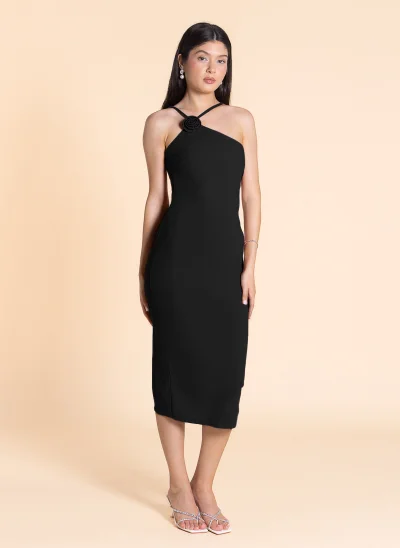 SHAPES DETAILED FITTED MIDI DRESS