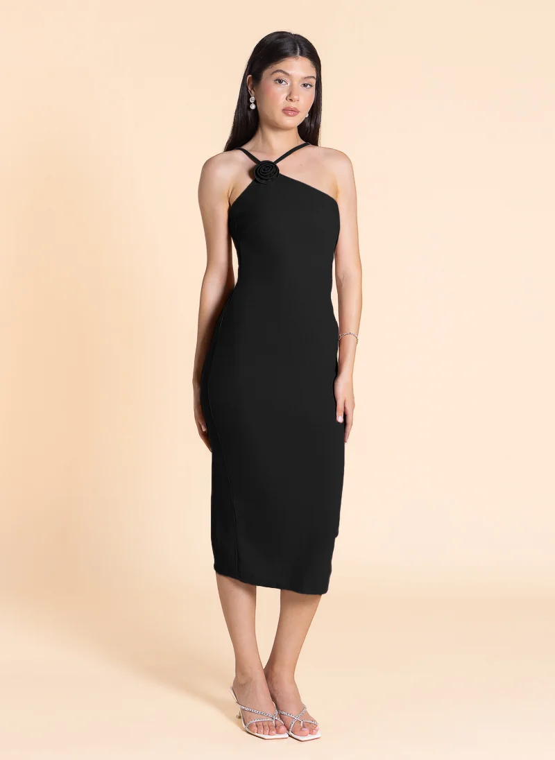 SHAPES DETAILED FITTED MIDI DRESS