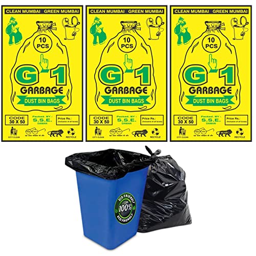 G1 G-1 Garbage Bags | Disposable | Trash Waste | Dustbin Bags | XX Large | 30 X 50 inches | 10 Pieces | Jumbo Pack of 3 | For Home Office Park Mall Hospitals | - Image 1