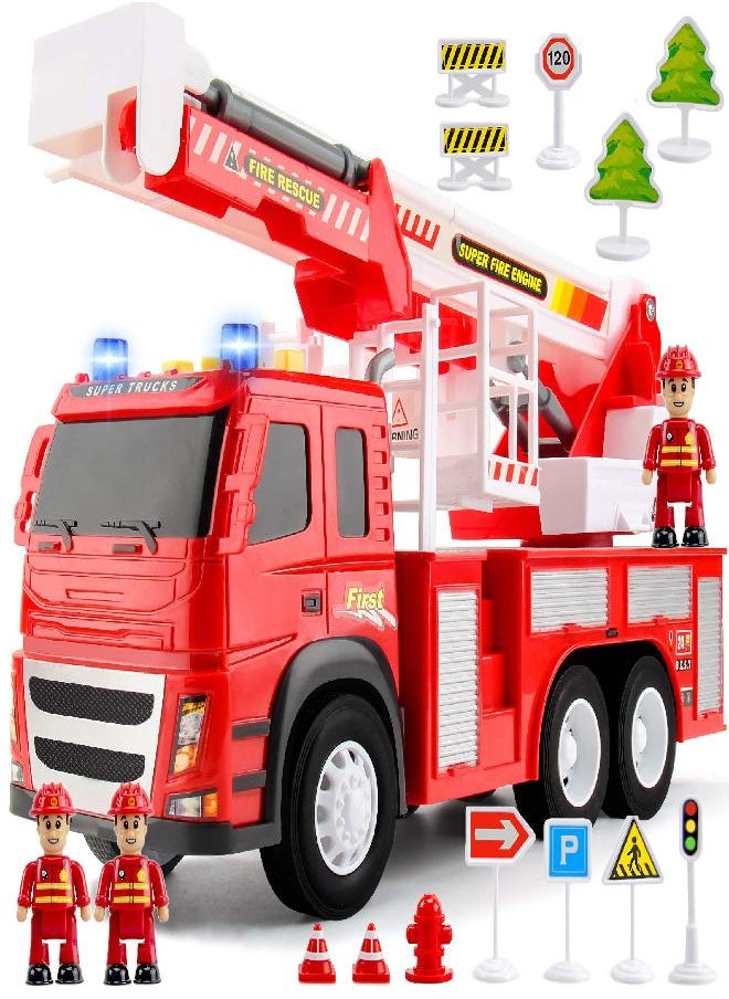 Fire Truck Playset - 1:12 Scale Large Size Toys - Realistic Fire Engine, 3 Firemen, Road Signs, Lights, Sounds - Friction-Powered Fire Truck Toys for 3 Year Old Boys, Girls, Toddlers Age 3 4 5 - pzsku/Z55184A8139917010D9F8Z/45/_/1686135231/27afda88-1aa0-46bd-8cbe-c3a6adfd3c74