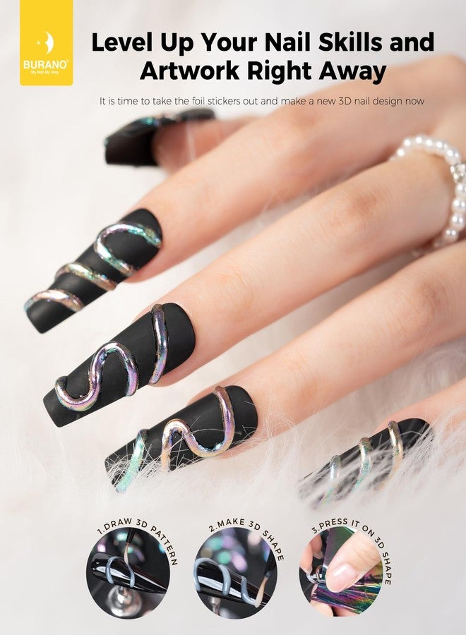 BURANO 3D Nail Foil Glue Gel, 8G 1 Bottle 3D Gel Nail Art Foil Gel for Nails, Transfer Gel Foil Adhesive Glue Nails Design Foil UV LED Lamp Required - Image 5