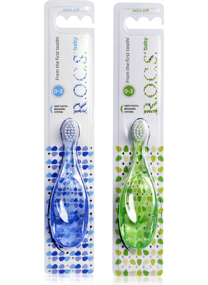 Rocs Baby Baby Toothbrush - 2 Pieces - Blue and Green 