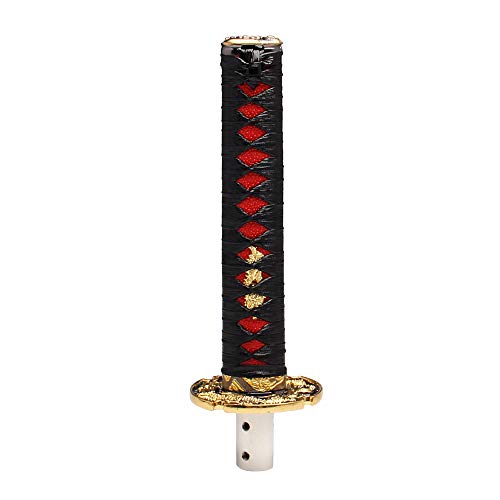 WENJTP Htostar Racing Katana Samurai Sword Shift Knob Shifter Katana Cortex disc Universal Fit for Manual Cars with Adapters Black + Red（20cm） - Image 2