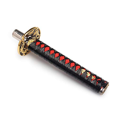 WENJTP Htostar Racing Katana Samurai Sword Shift Knob Shifter Katana Cortex disc Universal Fit for Manual Cars with Adapters Black + Red（20cm） - Image 3