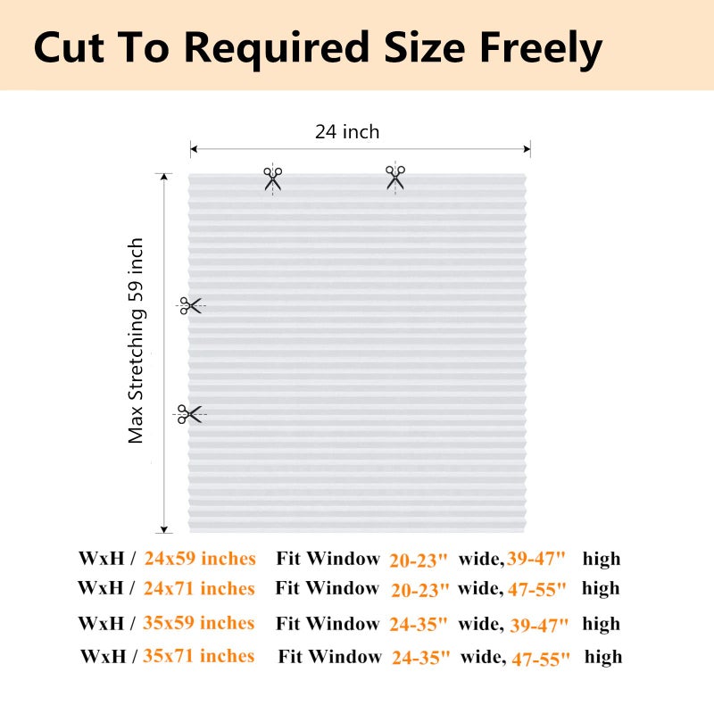 Maritown Window Blinds Cordless No Drill Cut to Size Clip On Stick On Self Adhesive Temporary Blinds Pleated Paper Blinds for Windows Doors Shades for Home Nursery Bedroom Kitchen Bathroom - Image 4