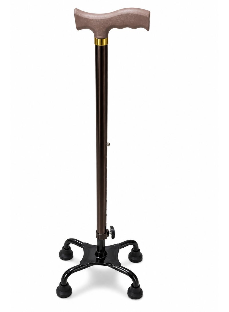 Copper Color 4 Leg Aluminium Walking Stick – Adjustable Height Quad Base Walker Stick