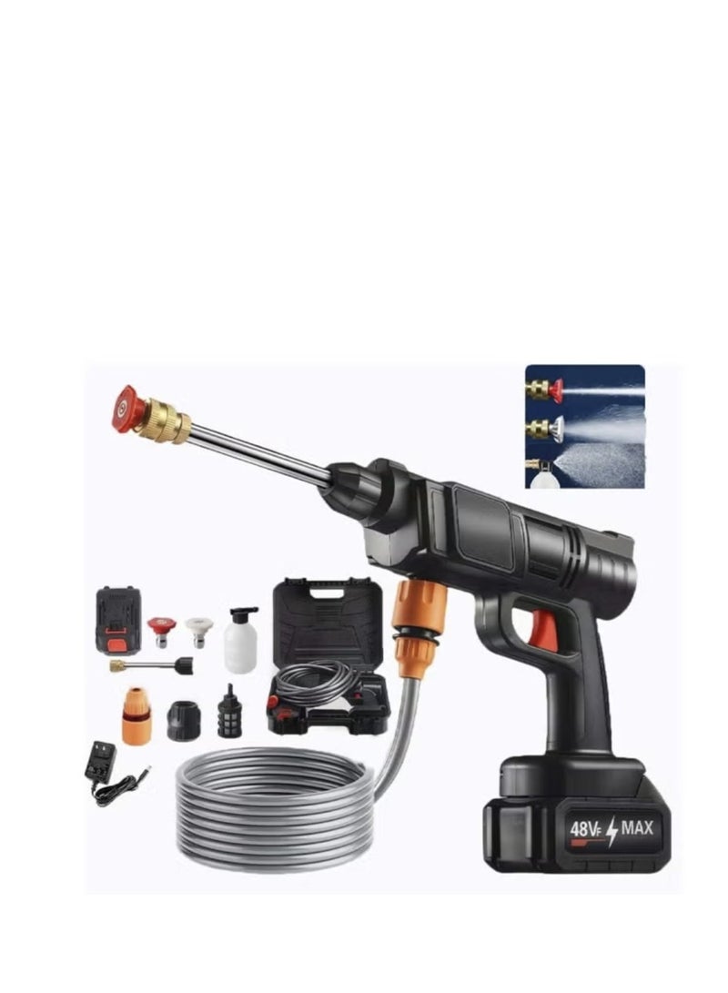 Generic 48V Cordless Pressure Washer, 30Bar Pressure Water Spray Gun, 48V Lithium Battery Lasts for Long Time with Fully Charged, Portable High Pressure Car Washer for Car/Fence/Wall/Deck Cleaning (48V)  - Image 1