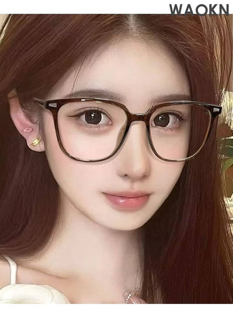 WAOKN Glasses ,Blue Light Filter Eyewear for Men & Women, Anti Blue Light Eyestrain UV Glare Blocking, TV Computer Gaming Glasses ,Fashionable and versatile anti blue light glasses, lightweight and durable,Non-Myopic Glasses(brown). - Image 2