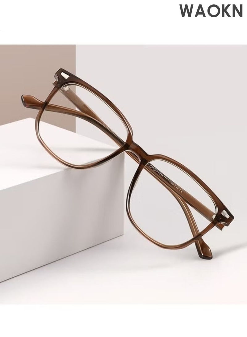 WAOKN Glasses ,Blue Light Filter Eyewear for Men & Women, Anti Blue Light Eyestrain UV Glare Blocking, TV Computer Gaming Glasses ,Fashionable and versatile anti blue light glasses, lightweight and durable,Non-Myopic Glasses(brown). - Image 4