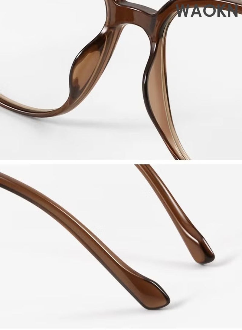 WAOKN Glasses ,Blue Light Filter Eyewear for Men & Women, Anti Blue Light Eyestrain UV Glare Blocking, TV Computer Gaming Glasses ,Fashionable and versatile anti blue light glasses, lightweight and durable,Non-Myopic Glasses(brown). - Image 5