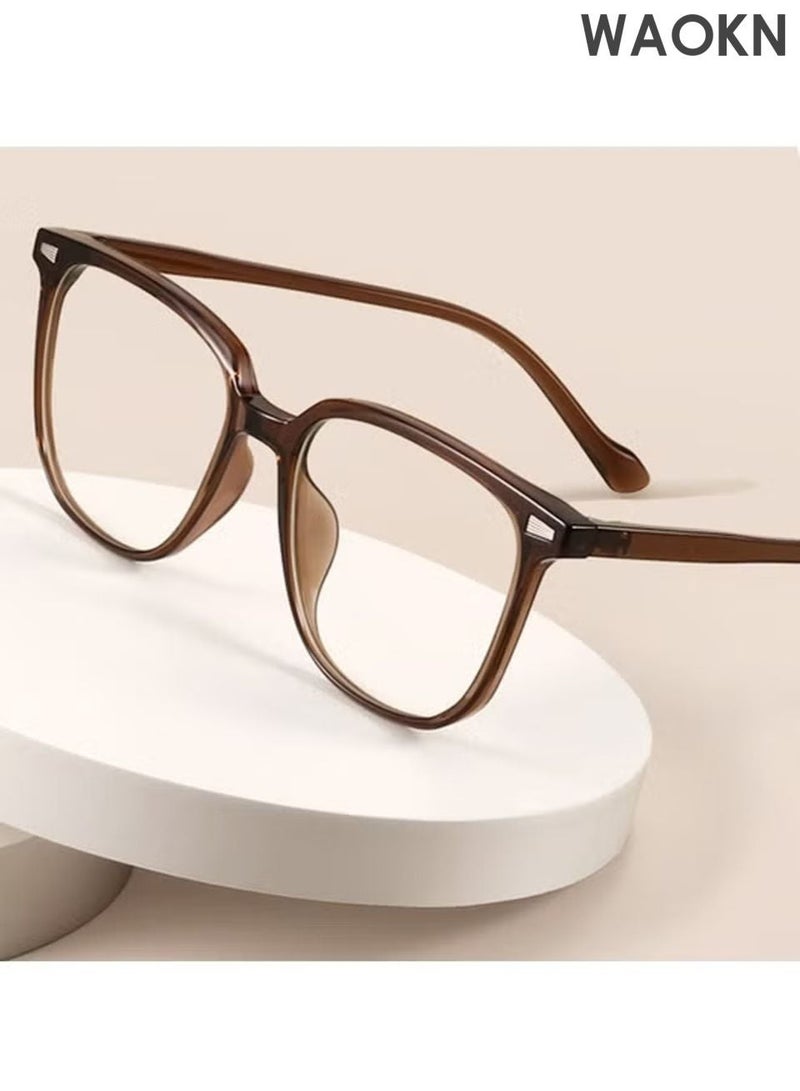 WAOKN Glasses ,Blue Light Filter Eyewear for Men & Women, Anti Blue Light Eyestrain UV Glare Blocking, TV Computer Gaming Glasses ,Fashionable and versatile anti blue light glasses, lightweight and durable,Non-Myopic Glasses(brown). - Image 3