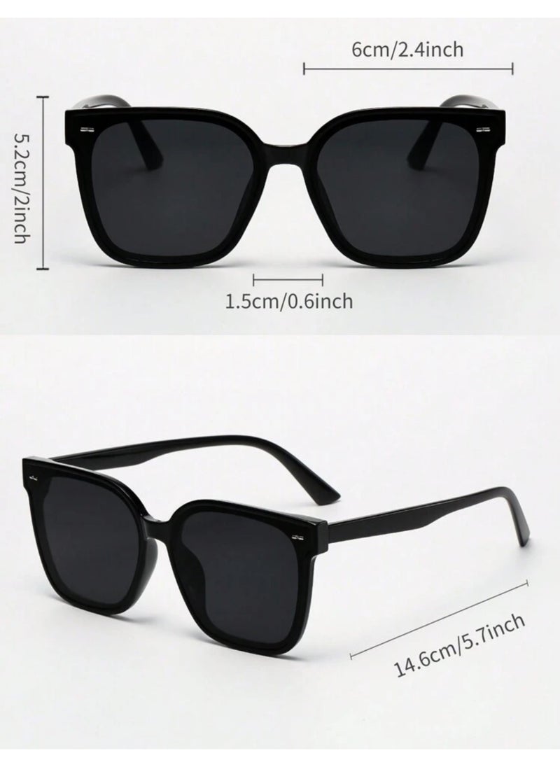 Shein unisex retro square large frame plastic sunglasses , classic style for outdoor, travel, beach - Black  - Image 4