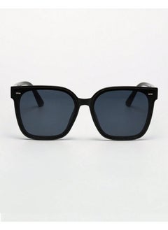 unisex retro square large frame plastic sunglasses , classic style for outdoor, travel, beach - Black