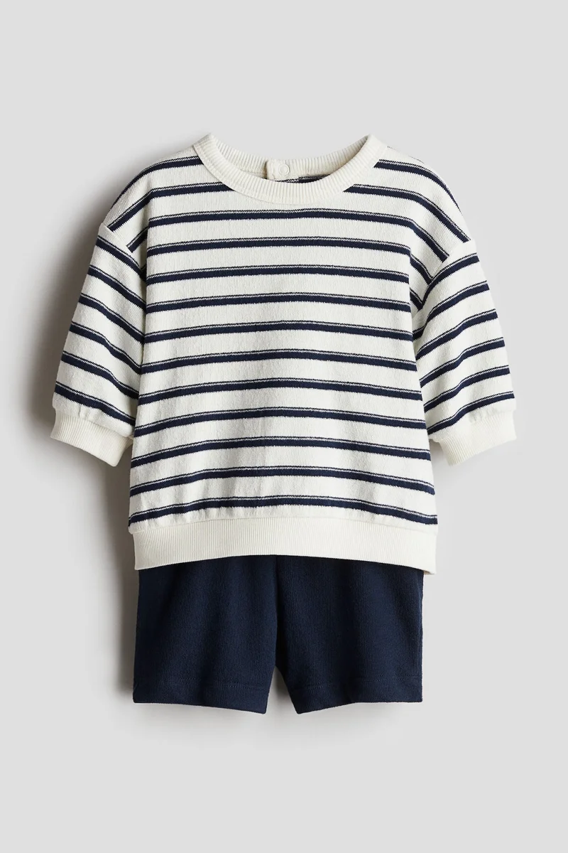 اتش اند ام طقم من قطن التيري - عبوة من قطعتين