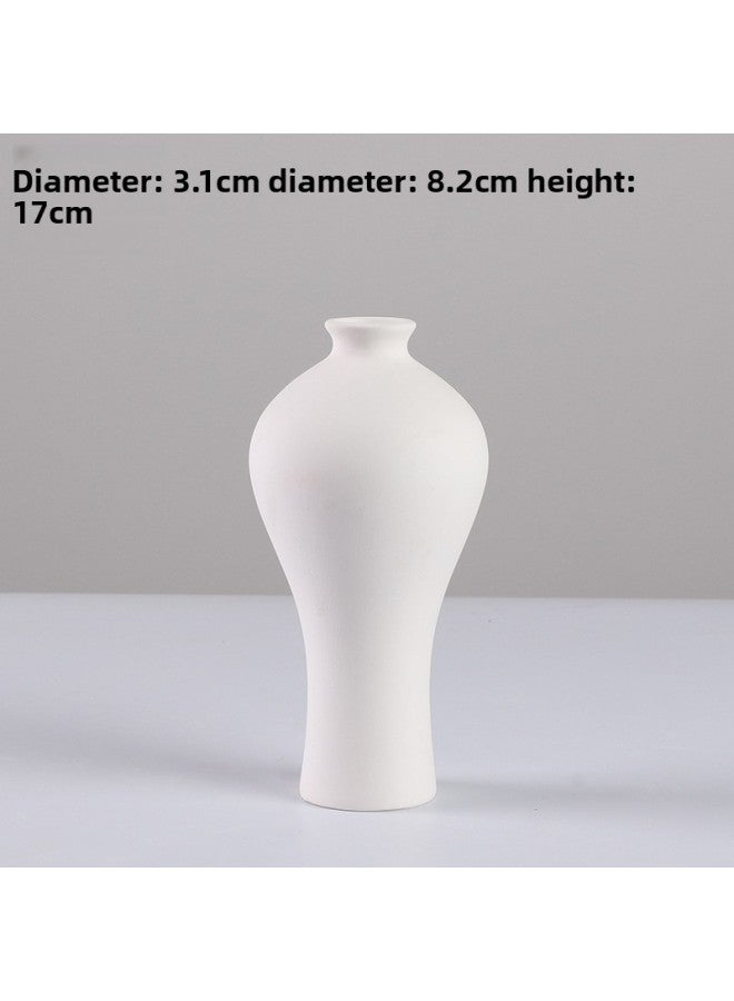 Beauenty Kindergarten Diy Ceramic Bottle Painted Plain Blank Water Extension Hand Painted White Embryo Children's Parent-child Non-plaster Vase-Color:28h Plum Bottle  - Image 1