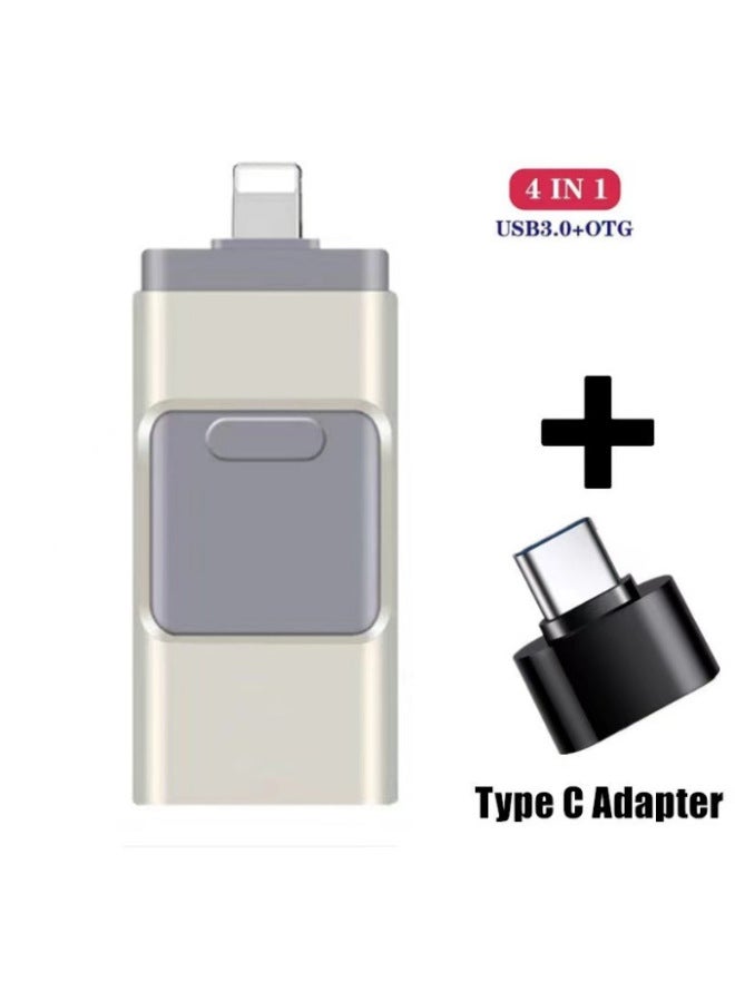 محرك فلاش USB Otg ثلاثة في واحد من النوع C للهاتف المحمول USB فلاش Drive لأجهزة Android Apple Computer سعة كبيرة محرك فلاش USB - اللون: سعة رمادية عميقة: 128 جم توسيع 512 جم - Image 1