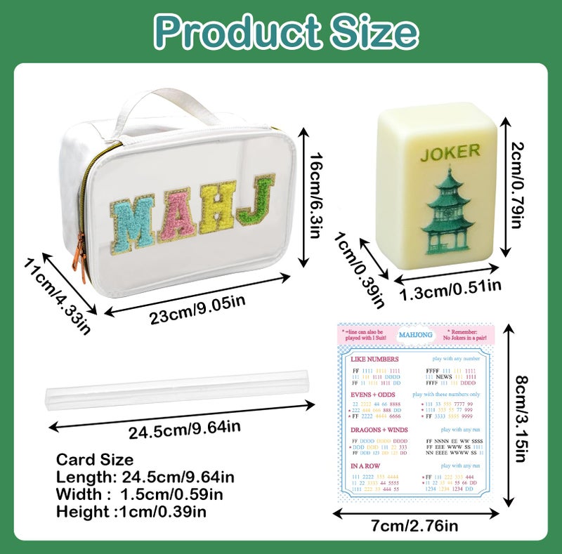 TUSAUW Mini American Mahjong Tile Set Include 166 0.8 Inch Mahjong Tiles 4 Dice 4 Racks 1 Accessory Bag, Portable Travel Mahjong Tiles Set - Image 3