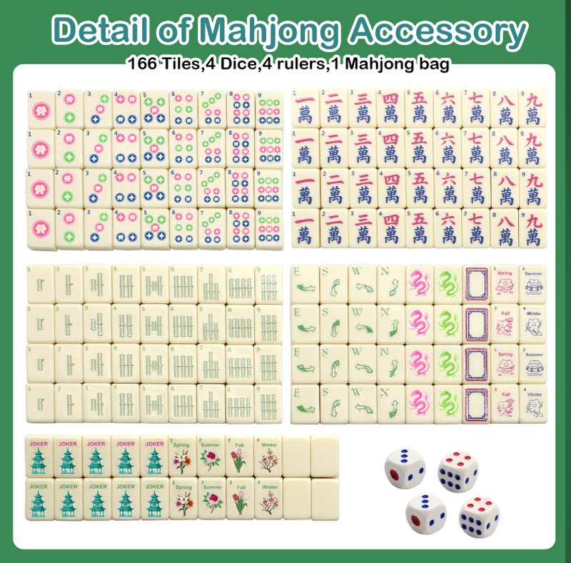 TUSAUW Mini American Mahjong Tile Set Include 166 0.8 Inch Mahjong Tiles 4 Dice 4 Racks 1 Accessory Bag, Portable Travel Mahjong Tiles Set - Image 4