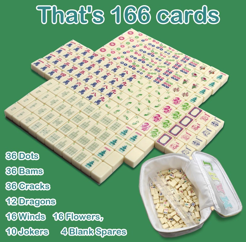 TUSAUW Mini American Mahjong Tile Set Include 166 0.8 Inch Mahjong Tiles 4 Dice 4 Racks 1 Accessory Bag, Portable Travel Mahjong Tiles Set - Image 5