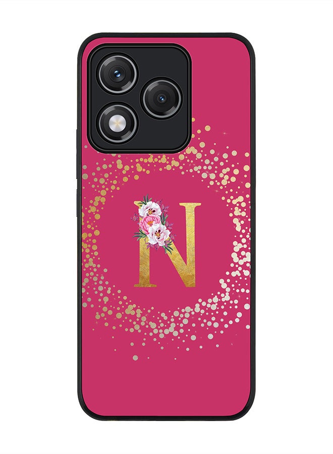 For Honor 400 Lite Case,Slim fit Camera Protection, Shockproof Thin Phone cover  - Custom Monogram Floral - N ( Deep Pink )