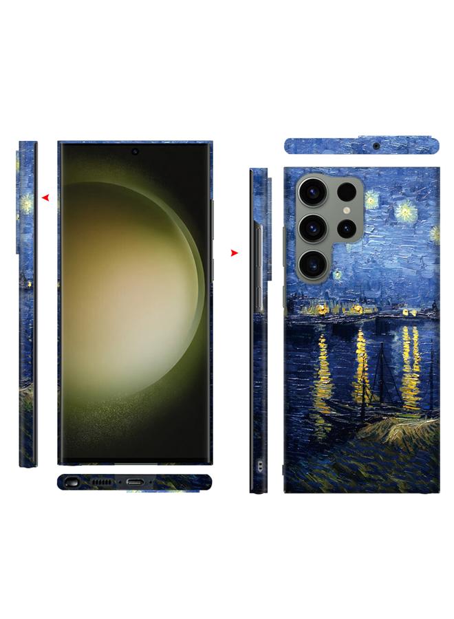 Samsung Galaxy S23 Ultra Art Oil Painting Phone Case- Van Gogh Starry Night Over the Rhone - Full Pack Frosted Cool Creative Lens Anti Drop Case  - Image 1