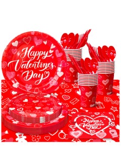 Valentines Day Party Tableware for 24 Guests, Valentines Heart Dispossible Tableware Valentine's Day Party Supplies Tableware Set